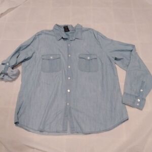 Faded Glory Roll Sleeve Button Up XXL